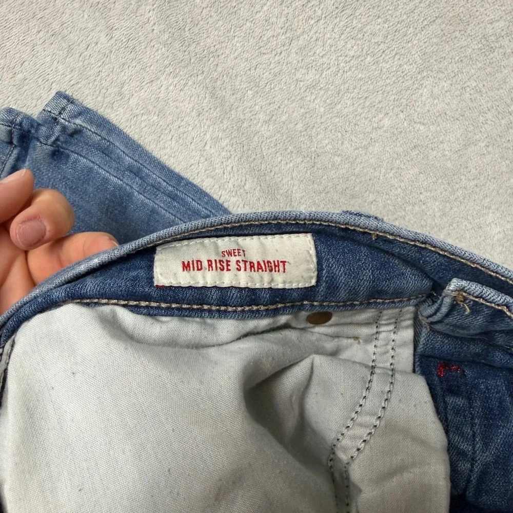 Lucky Brand‎ Sweet Mid Rise Straight Jeans Blue Distressed Denim 6/28 R